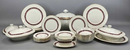 ROYAL DOULTON 'MINUET' PATTERN DINNER SERVICE FOR 8, including 2 x oval lidded tureens, meat plate