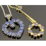 TWO BLUE SAPPHIRE SET NECKLACES the first being in 15ct yellow gold, the fine link necklace with