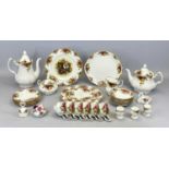 ROYAL ALBERT 'OLD COUNTRY ROSES' TEA SERVICE FOR 6, including teapot and coffee pot, 25 pieces, with