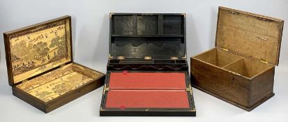 VICTORIAN ANGLO-INDIAN EBONY WRITING BOX, with reeded decoration, the interior fitted and with