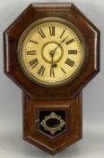 ANSONIA CLOCK COMPANY ROSEWOOD CASED DROP DIAL WALL CLOCK, with octagonal dial surround, visible