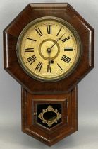 ANSONIA CLOCK COMPANY ROSEWOOD CASED DROP DIAL WALL CLOCK, with octagonal dial surround, visible