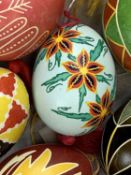 A COLLECTION OF UKRAINIAN HAND PAINTED EGG BAUBLES all boxed (approx 44)