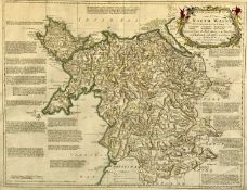 CARINGTON BOWLES & ROBERT WILKINSON hand coloured engraved map - an accurate map of North Wales