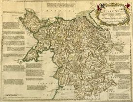 CARINGTON BOWLES & ROBERT WILKINSON hand coloured engraved map - an accurate map of North Wales
