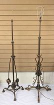 VICTORIAN ORNATE COPPER & BRASS RISE AND FALL STANDARD LAMP, 148cms H (excl. fitting), and one