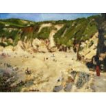 KEITH GARDNER RCA (b. 1933) oil on board - titled verso 'Summer Beach, Church Bay, Anglesey', signed