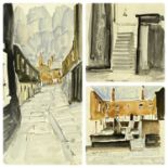 ‡ HAROLD RILEY DL DLITT FRCS DFA ATC (1934-2023) three watercolours - Manchester streets, all signed