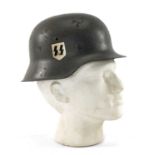 THE MILITARY CLUB HOUSE: BELIEVED EARLY THIRD REICH DOUBLE DECAL HELMET SS HELMET size 57 as per