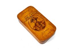 THE MILITARY CLUB HOUSE: NELSON SOUVENIR SNUFF BOX, satinwood, painted with oval portrait of