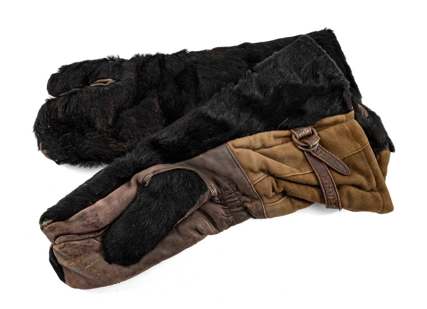 THE MILITARY CLUB HOUSE: PAIR OF GLOVES believed horse-hair lined interior and outer, leather