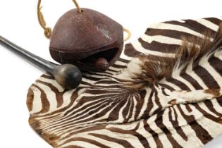 THE FIELD SPORTS CLUB HOUSE: ZEBRA SKINS & ETHNOGRAPHIC ITEMS, including Zulu horn knobkerrie,