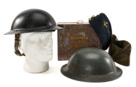 THE MILITARY CLUB HOUSE: GROUP OF BRITISH WORLD WAR II COLLECTABLES comprising two Brodie type