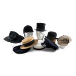 THE TAILORING & ACCESSORIES CLUB HOUSE: ASSORTED GENTS HATS, including top hat, bowler, Stetson,