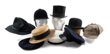 THE TAILORING & ACCESSORIES CLUB HOUSE: ASSORTED GENTS HATS, including top hat, bowler, Stetson,