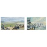 ‡ THE MILITARY CLUB HOUSE: RAY DAWES (20th Century) oil on board - Southampton's at Calshot and