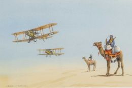 ‡ THE MILITARY CLUB HOUSE: BARRY K BARNES (20th Century) watercolour - 'Under the Desert Sun,