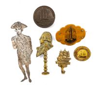 THE MILITARY CLUB HOUSE: NELSON SOUVENIR GROUP, including 1897 copper medallion struck from rivets