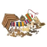 THE MILITARY CLUB HOUSE: WWI MILITARY MEDALS GROUP OF FOUR, ASSOR. BADGES & INSIGNIA, the group to