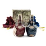 THE WHISKY CLUB HOUSE: ROYAL SALUTE RUBY & SAPPHIRE DECANTERS 21yo blended whisky 40%, each