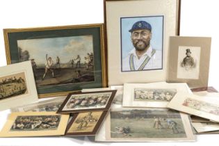 THE CRICKET CLUB HOUSE: ASSORTED ANTIQUE & VINTAGE CRICKET PRINTS (qty) Provenance: private
