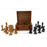 THE CHESS CLUB HOUSE: STAUNTON PATTERN BOXWOOD & EBONY SET, in the style of Jaques, kings, rooks and