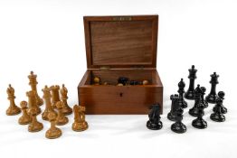 THE CHESS CLUB HOUSE: STAUNTON PATTERN BOXWOOD & EBONY SET, in the style of Jaques, kings, rooks and