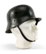 THE MILITARY CLUB HOUSE: WORLD WAR II GERMAN HELMET size 58 as per leather interior, leather chin-