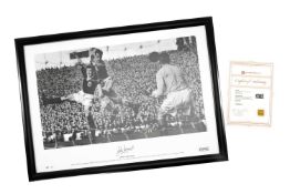 THE FOOTBALL CLUB HOUSE: JOHN CHARLES FRAMED PRINT limited edition (61/250) monochrome print -
