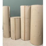 FOUR ROLLS OF CORRUGATED CARDBOARD PACKING PAPER, 2 x complete and 1 x part used, 1800mm H, and 1