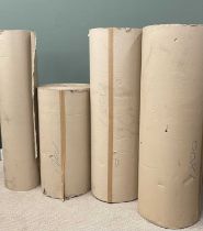 FOUR ROLLS OF CORRUGATED CARDBOARD PACKING PAPER, 2 x complete and 1 x part used, 1800mm H, and 1