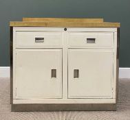 PAUL METALCRAFT RETRO KITCHEN BASE UNIT, having two drawers over two cupboard doors, with a