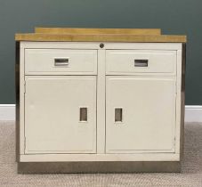 PAUL METALCRAFT RETRO KITCHEN BASE UNIT, having two drawers over two cupboard doors, with a