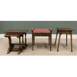 VINTAGE OCCASIONAL FURNITURE PARCEL, comprising an oak nest of three tables, 49cms H, 56cms W, 34.