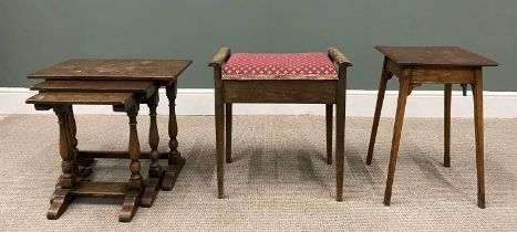 VINTAGE OCCASIONAL FURNITURE PARCEL, comprising an oak nest of three tables, 49cms H, 56cms W, 34.