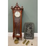 REPRODUCTION VIENNA-TYPE WALL CLOCK & AN EASTERN-STYLE METALLIC TRAY, the white clock dial set