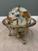 MODERN ONYX & MIXED MINERAL GLOBE ON A BRASS STAND, 46cms approx. H, 46cms max. diam. Provenance: