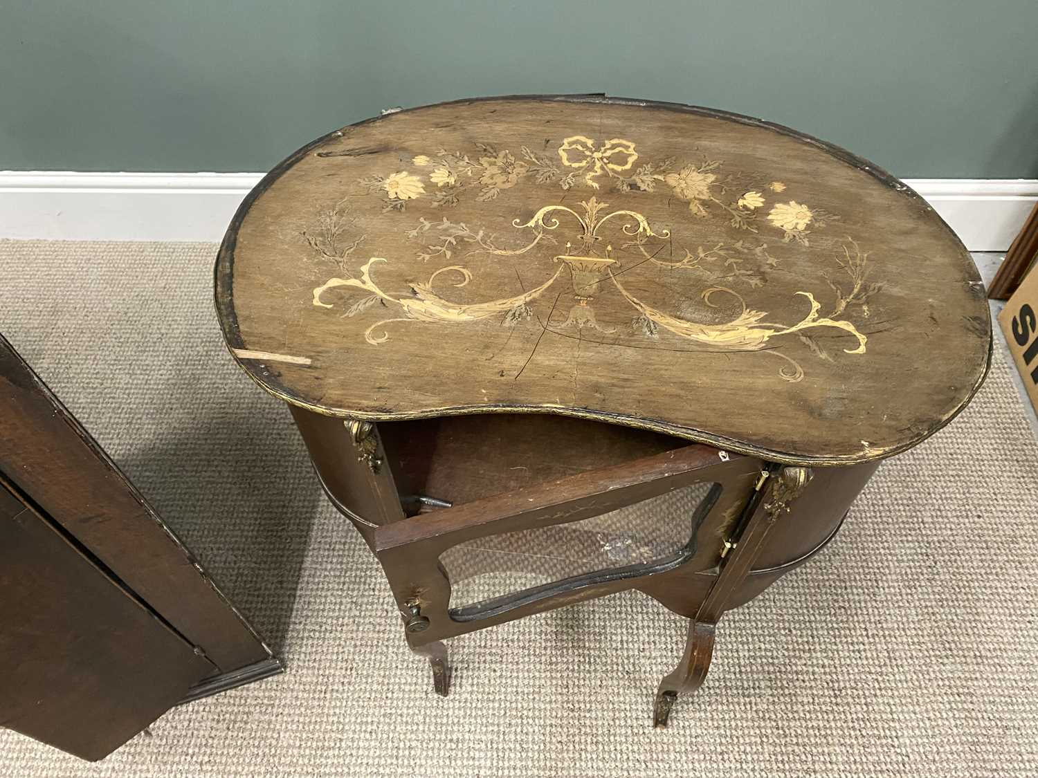 THREE ANTIQUE FURNITURE ITEMS FOR RESTORATION, comprising a mahogany three-drawer chest with - Image 3 of 7