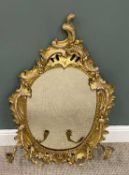 19TH CENTURY GILTWOOD GIRANDOLE MIRROR, Rococo form leaf detail with four candle arms, 98.5cms H,