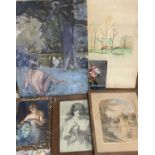 MIXED PAINTINGS & PRINTS, to include an indistinctly signed pastel study, titled 'The Chinese