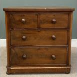 VICTORIAN MAHOGANY CHEST OF TWO SHORT OVER TWO LONG PINE LINED DRAWERS, with cockbeaded edging and