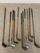 VINTAGE WOODEN SHAFTED & OTHER GOLF CLUBS (6+5 respectively) Provenance: deceased estate Conwy