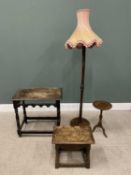 FOUR ITEMS OF VINTAGE & LATER OCCASIONAL FURNITURE, comprising circular top tripod wine table, 52cms