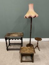 FOUR ITEMS OF VINTAGE & LATER OCCASIONAL FURNITURE, comprising circular top tripod wine table, 52cms