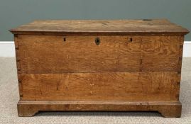 ANTIQUE OAK BLANKET CHEST, the planked top with moulded edging, dove tailed detail showing to the