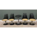 MID-CENTURY RETRO DESIGN TABLE & FOUR CHAIRS, glass topped oval shaped table on a metallic