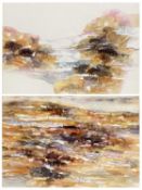 UNKNOWN watercolours - abstract landscapes, indistinctly signed and dated '73, 53 x 69cms and 42 x