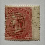 GREAT BRITAIN - QV 4d rose - carmine, fine used, margin example of watermark, large