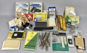 PHILATELIC EQUIPMENT loupes, perforation gauges, stamp hinges, tweezers etc, contained in two boxes