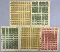 EARLY GERMAN STAMPS - five complete sheets